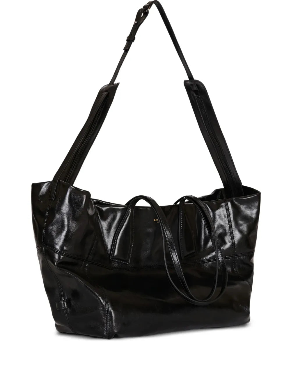 Balmain Zip Detail Leather Tote Bag — Same as shown — Size One Size — Front View