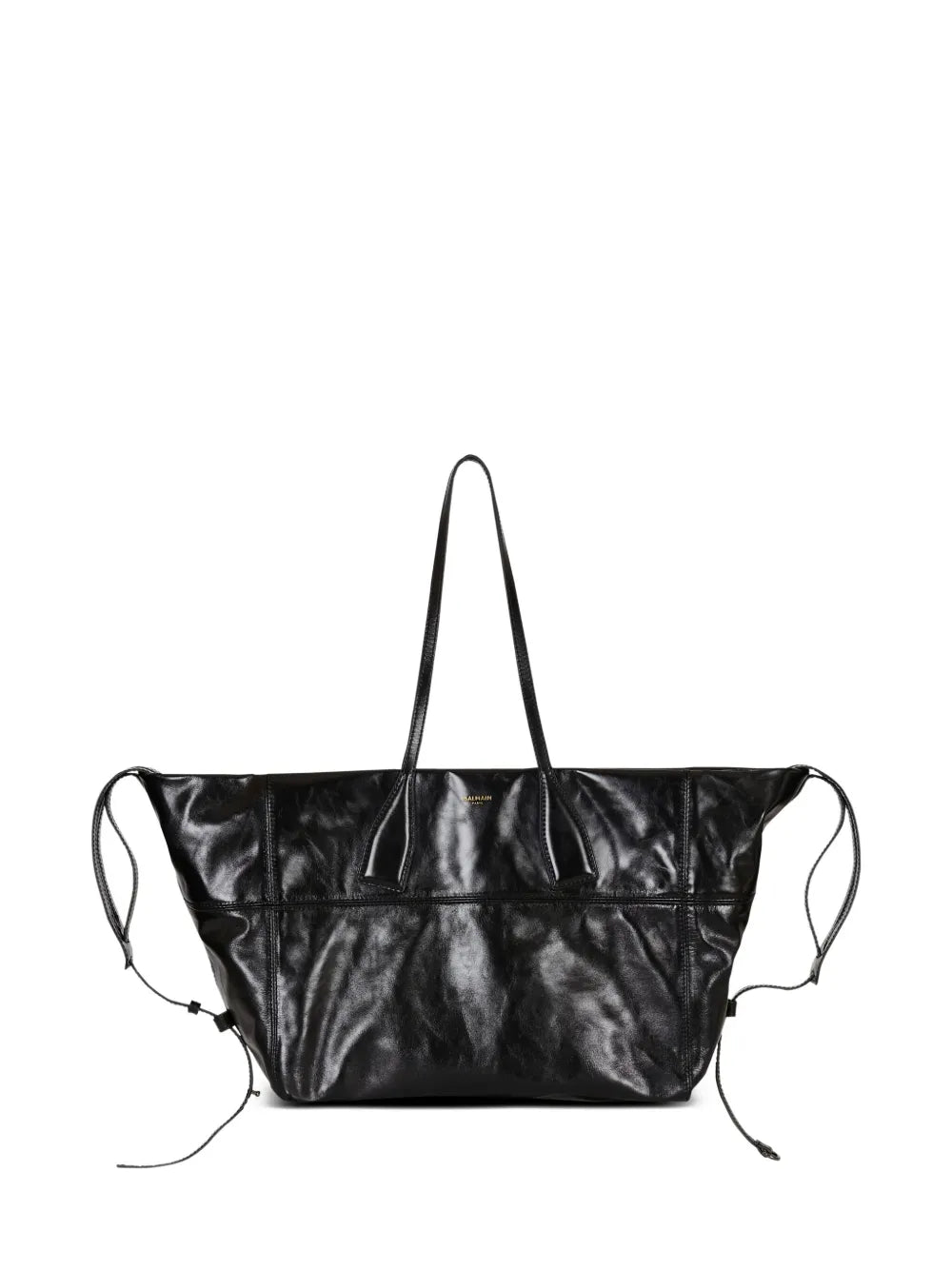 Balmain Zip Detail Leather Tote Bag — Same as shown — Size One Size — Back View