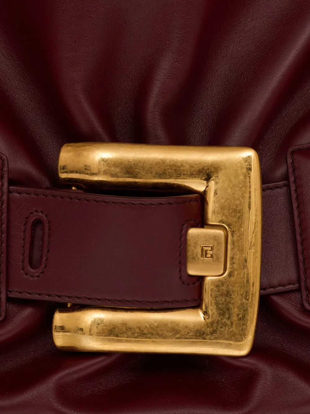Balmain Medium Anthem Belted Gathered Leather Shoulder Bag — Same as shown — Size One Size — Detail View