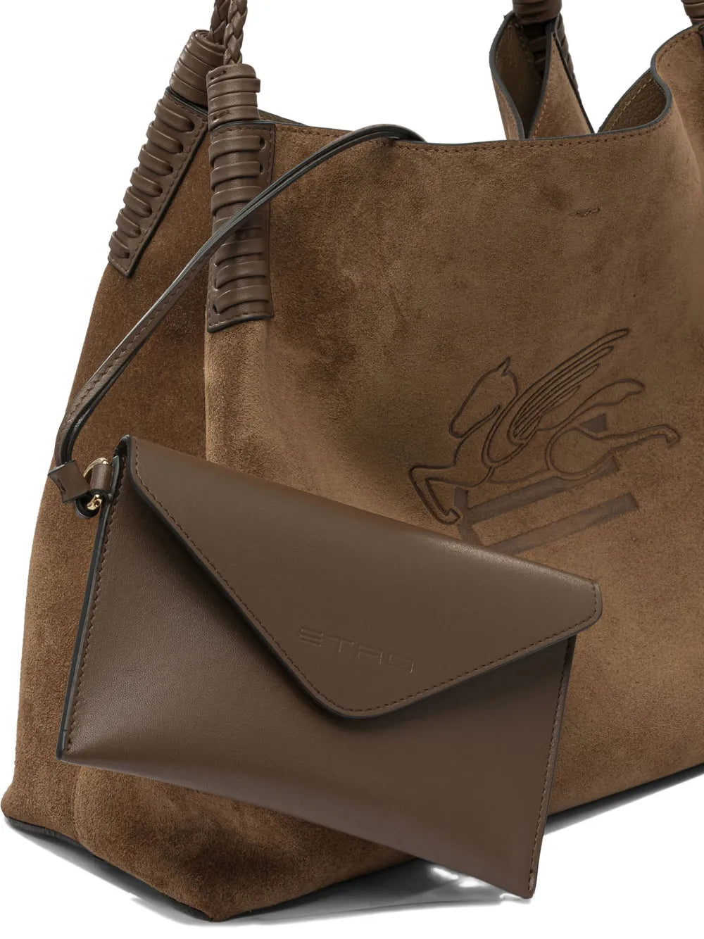 Etro Medium Libra Braided Handle Suede Tote Bag — Same as shown — Size One Size — Detail View