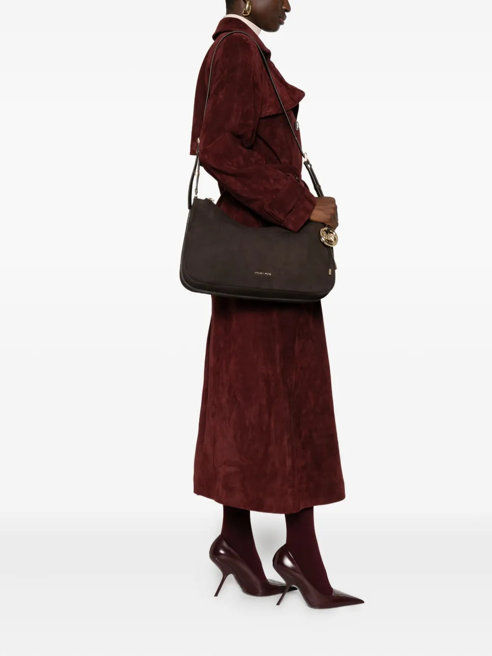 Michael Kors Curved Leather Shoulder Bag — Same as shown — Size One Size — Side View