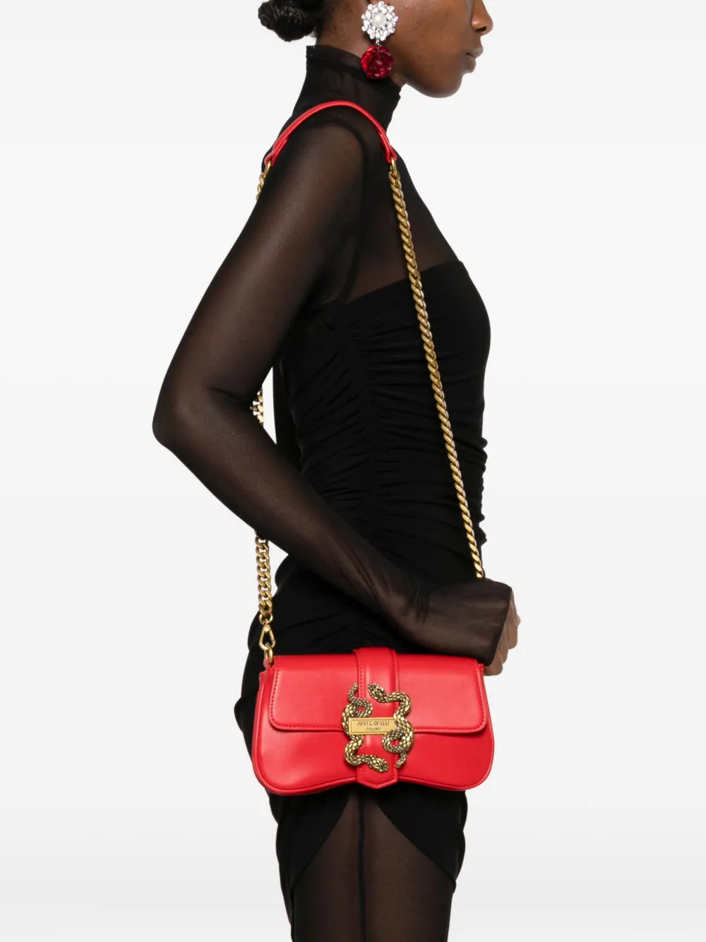 Just Cavalli Snake Buckle Shoulder Bag — Same as shown — Size One Size — Side View