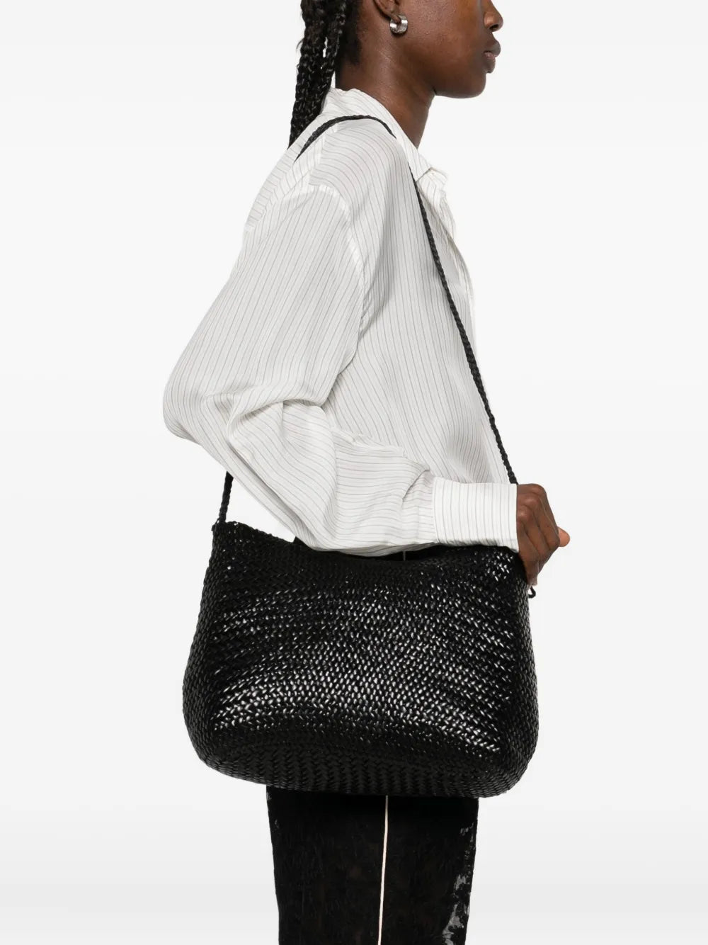Dragon Diffusion Santa Marta Woven Leather Shoulder Bag — Same as shown — Size One Size — Side View