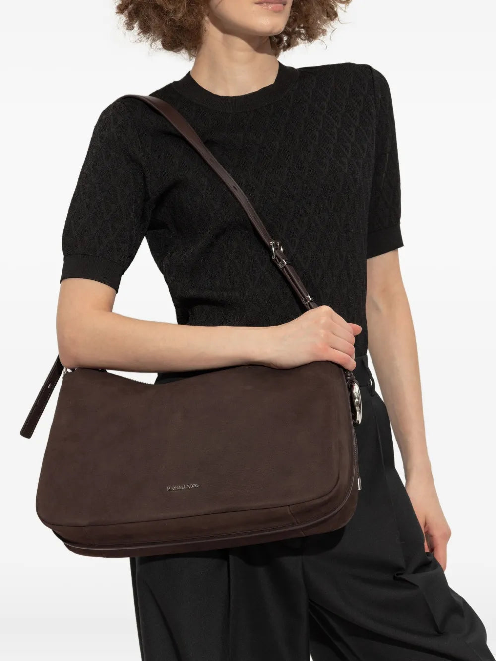 Michael Michael Kors Suede Leather Shoulder Bag — Same as shown — Size One Size — Side View