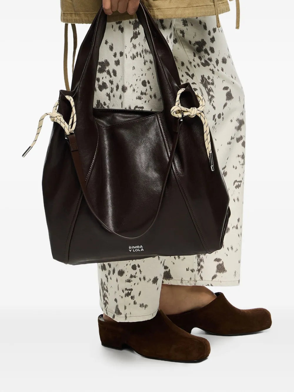 Bimba Y Lola Large Paper Bag Leather Shoulder Bag — Same as shown — Size One Size — Front View