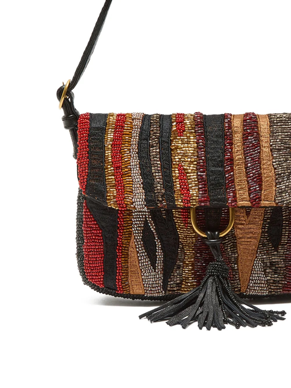 Maliparmi Beaded Embellishment Striped Shoulder Bag — Same as shown — Size One Size — Side View