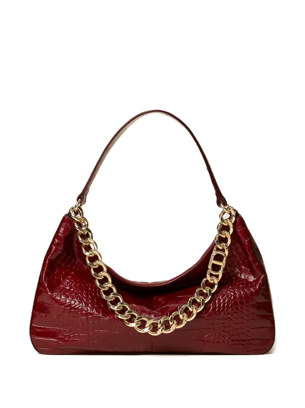 Twinset Liliane Crocodile Effect Chain Shoulder Bag — Same as shown — Size One Size — Front View