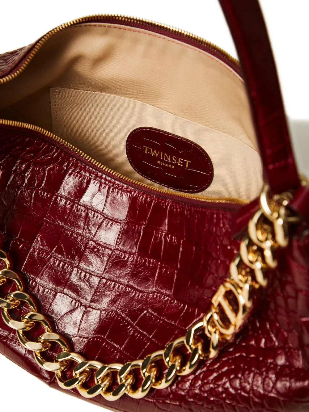 Twinset Liliane Crocodile Effect Chain Shoulder Bag — Same as shown — Size One Size — Back View