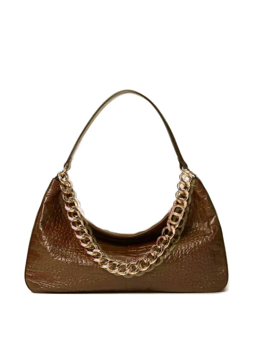 Twinset Liliane Crocodile Effect Chain Shoulder Bag — Same as shown — Size One Size — Front View