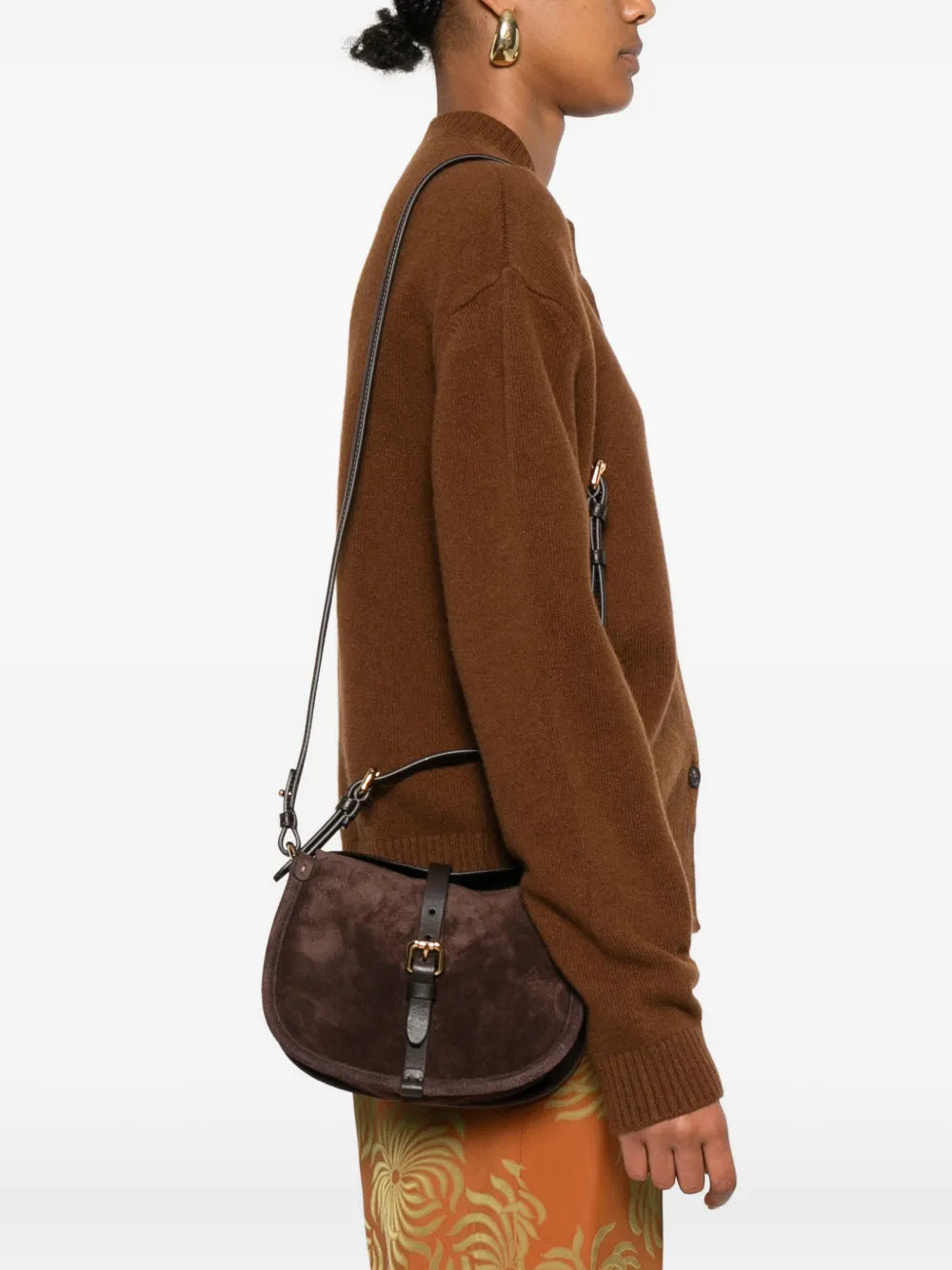 Etro Small Buckle Fastening Suede Shoulder Bag — Same as shown — Size One Size — Side View