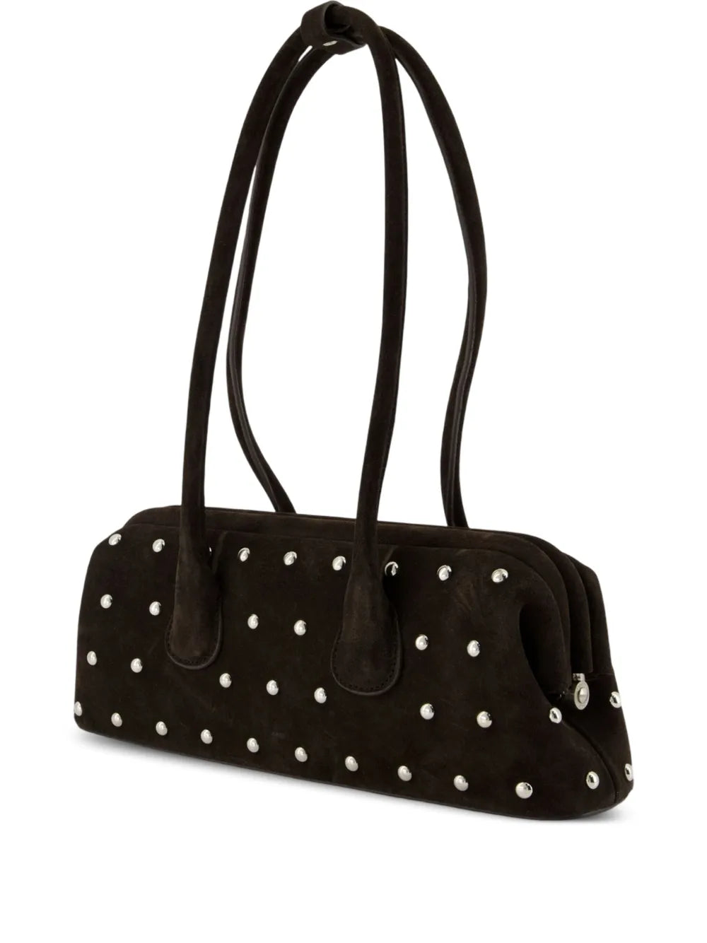 Osoi Mini Boat Wide Stud Embellished Suede Shoulder Bag — Same as shown — Size One Size — Front View
