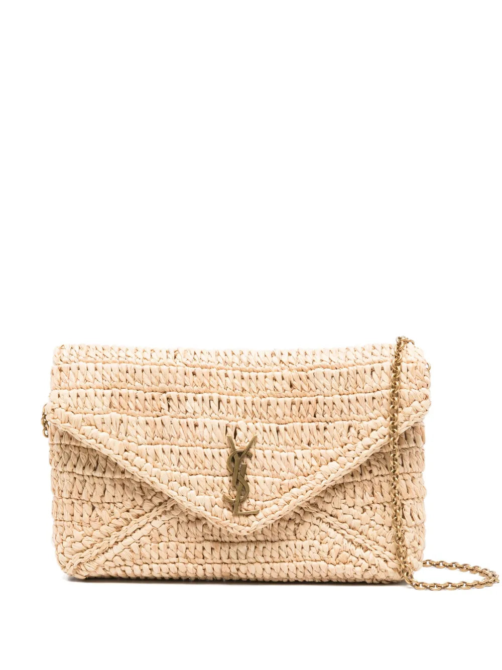 Saint Laurent Envelope Flap Woven Shoulder Bag — Same as shown — Size One Size — Front View