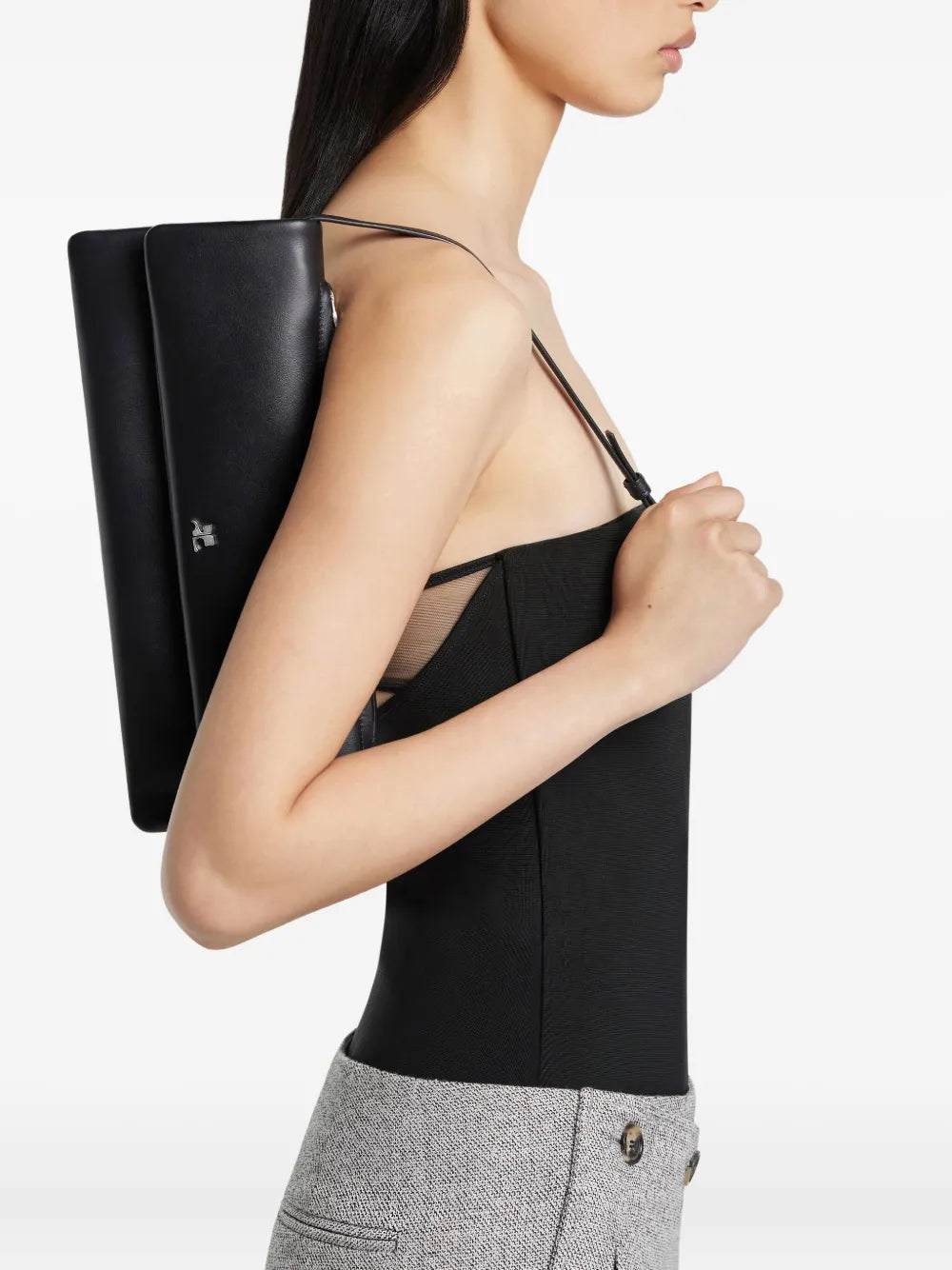 Courreges Leather Flap Clutch — Same as shown — Size One Size — Side View