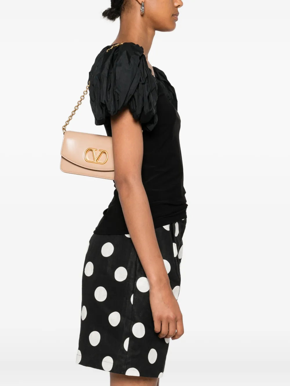 Valentino Garavani Vlogo Signature Leather Shoulder Bag — Same as shown — Size One Size — Side View
