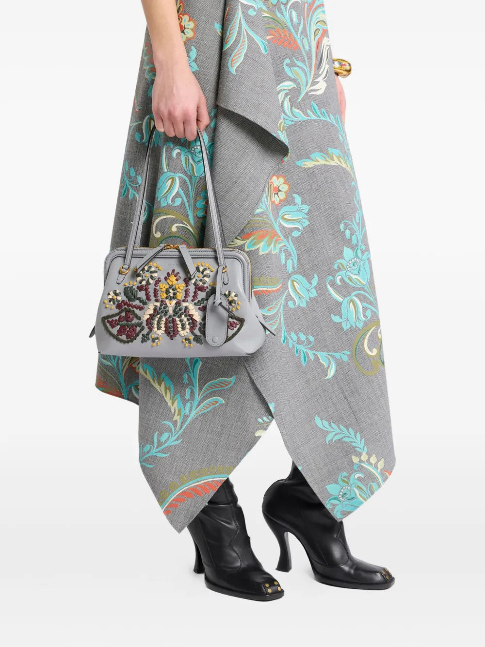Etro Embroidered Leather Shoulder Bag — Same as shown — Size One Size — Side View