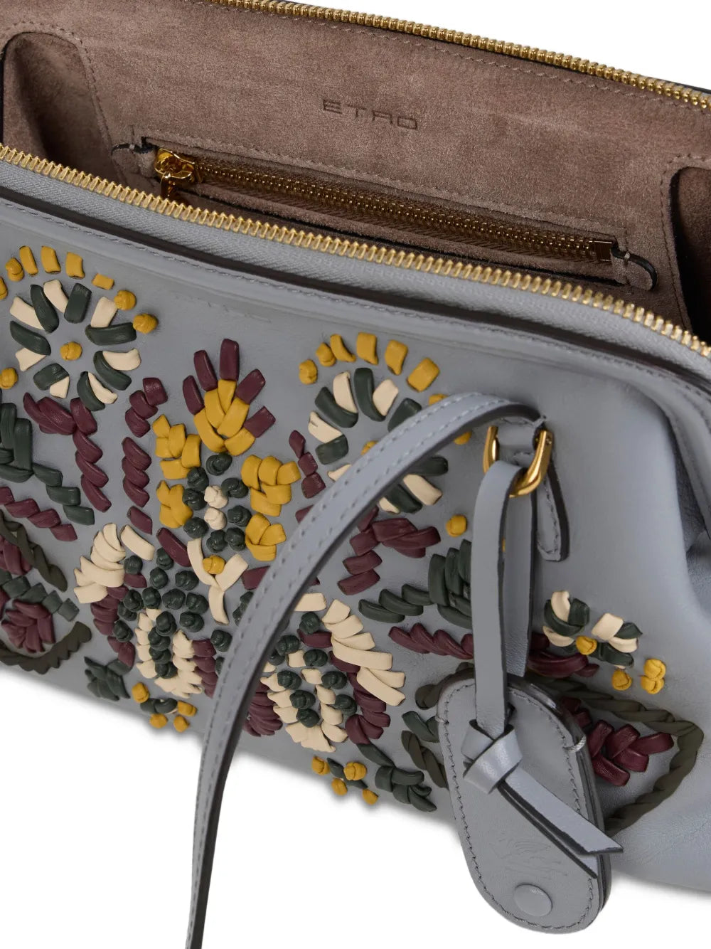 Etro Embroidered Leather Shoulder Bag — Same as shown — Size One Size — Detail View