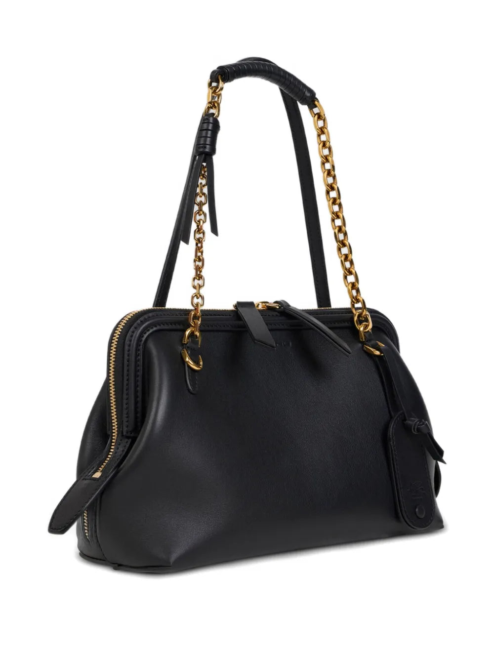 Etro Chain Trimmed Leather Shoulder Bag — Same as shown — Size One Size — Back View