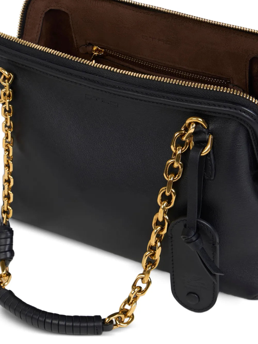 Etro Chain Trimmed Leather Shoulder Bag — Same as shown — Size One Size — Top View