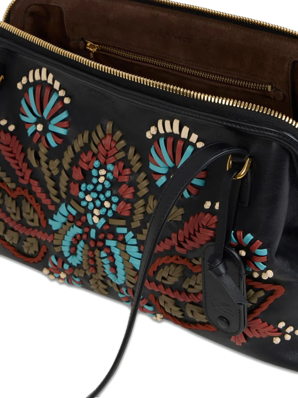 Etro Embroidered Leather Shoulder Bag — Same as shown — Size One Size — Top View
