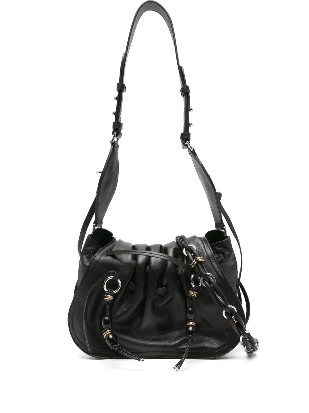 Isabel Marant Pleated Detail Drawstring Shoulder Bag — Same as shown — Size One Size — Front View