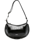 Isabel Marant Oskan Moon Crocodile Embossed Studded Shoulder Bag — Same as shown — Size One Size — Front View