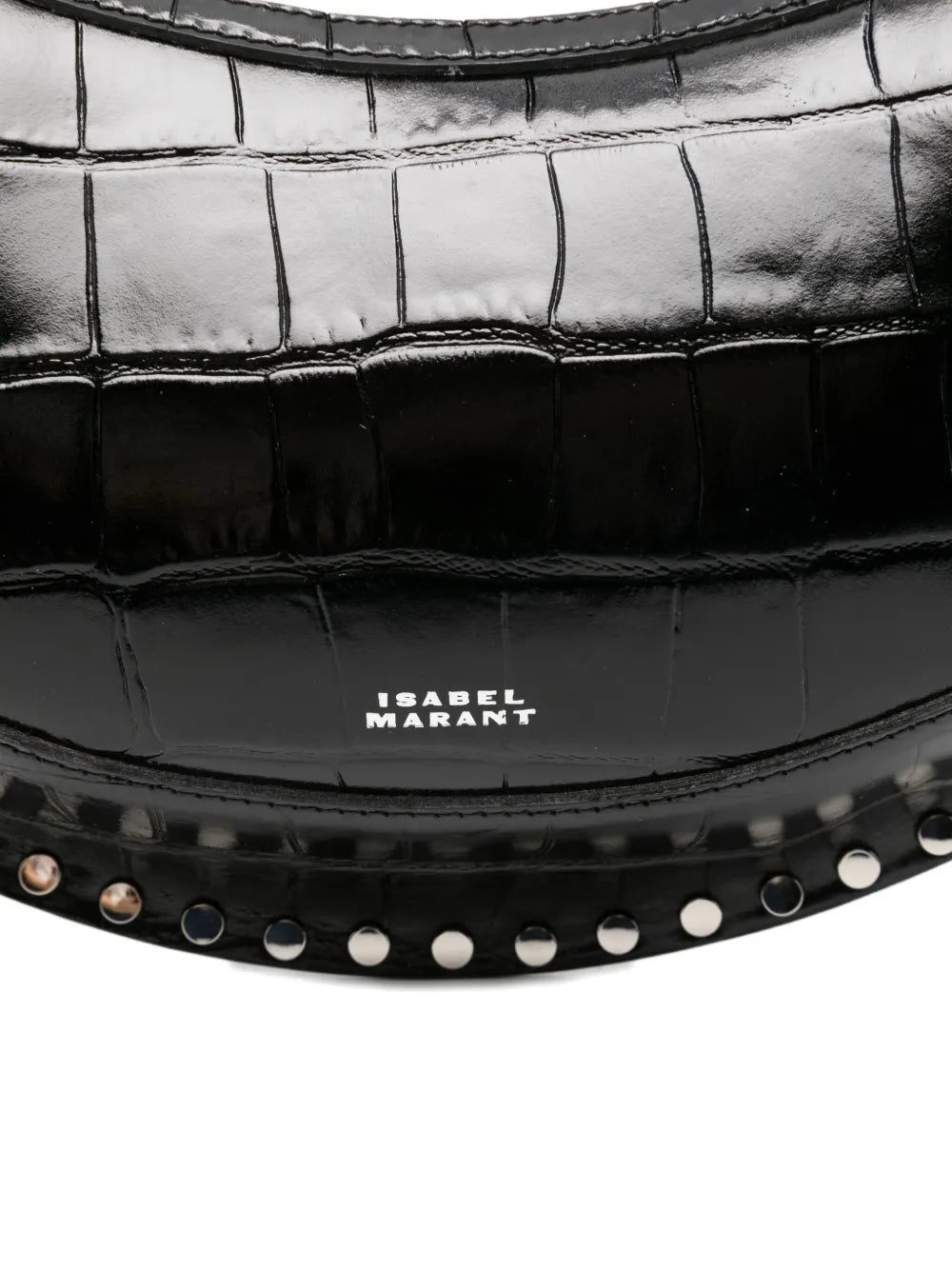 Isabel Marant Oskan Moon Crocodile Embossed Studded Shoulder Bag — Same as shown — Size One Size — Top View