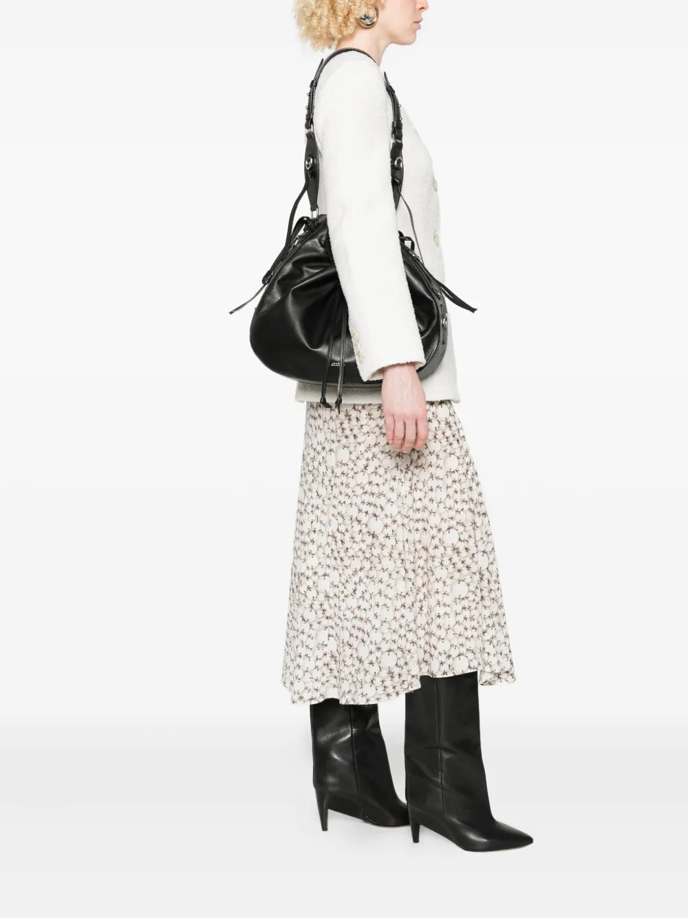 Isabel Marant Drawstring Leather Shoulder Bag — Same as shown — Size One Size — Side View