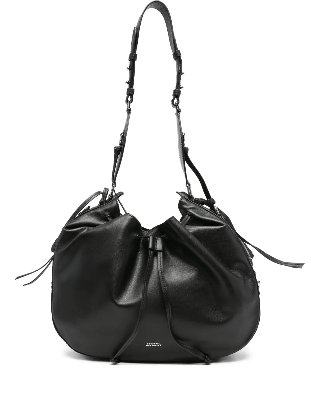 Isabel Marant Drawstring Leather Shoulder Bag — Same as shown — Size One Size — Front View