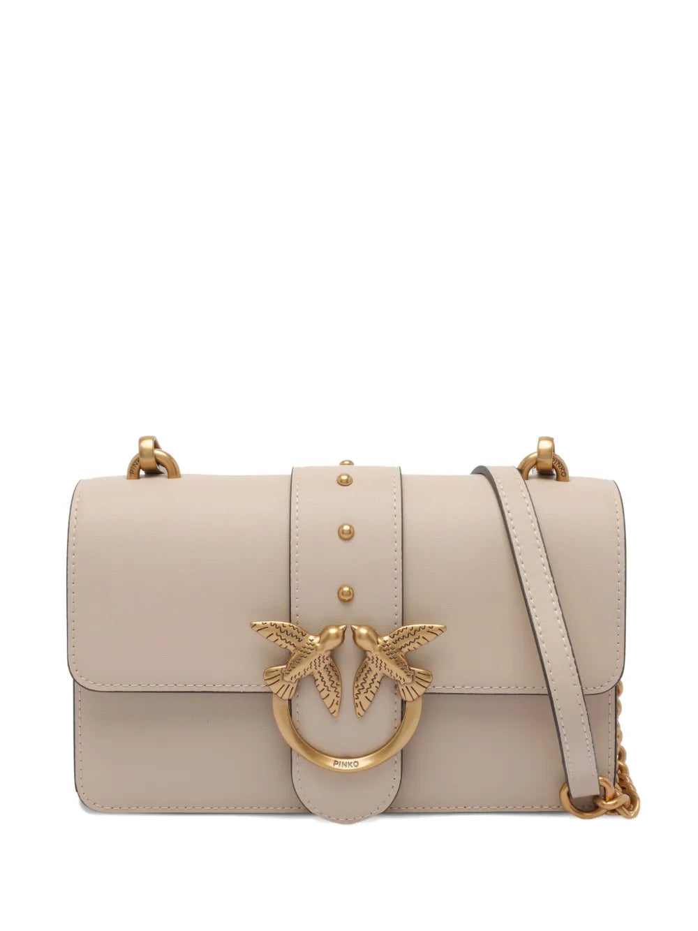 Pinko Logo Embellished Flap Shoulder Bag — Same as shown — Size One Size — Front View