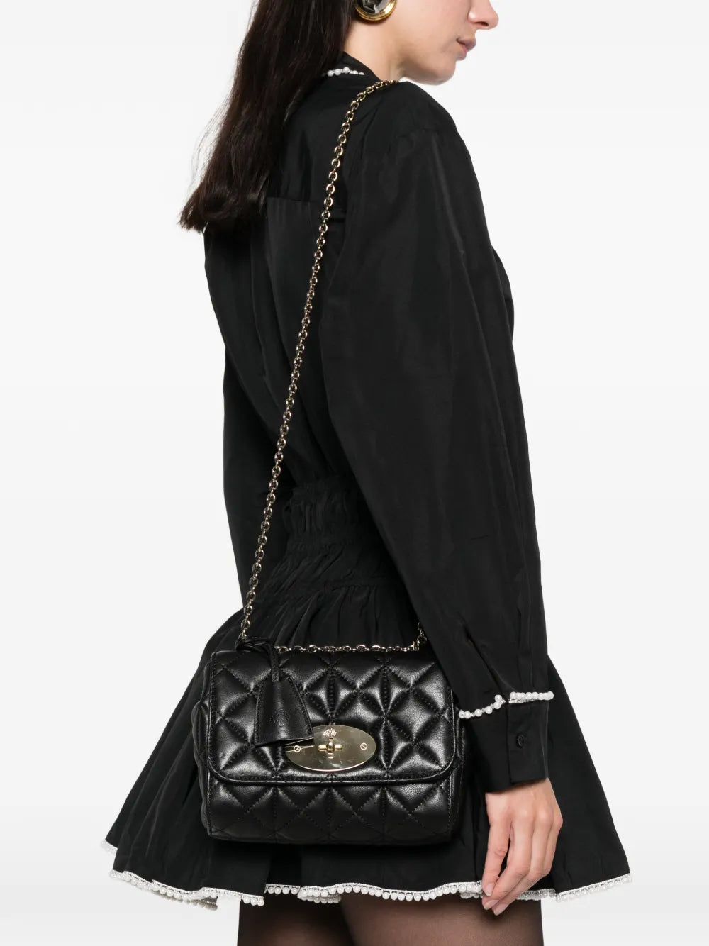 Mulberry Lily Quilted Shoulder Bag — Same as shown — Size One Size — Side View