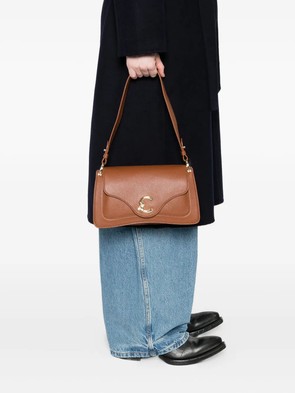 Coccinelle Medium C Me Leather Curved Shoulder Bag — Same as shown — Size One Size — Side View