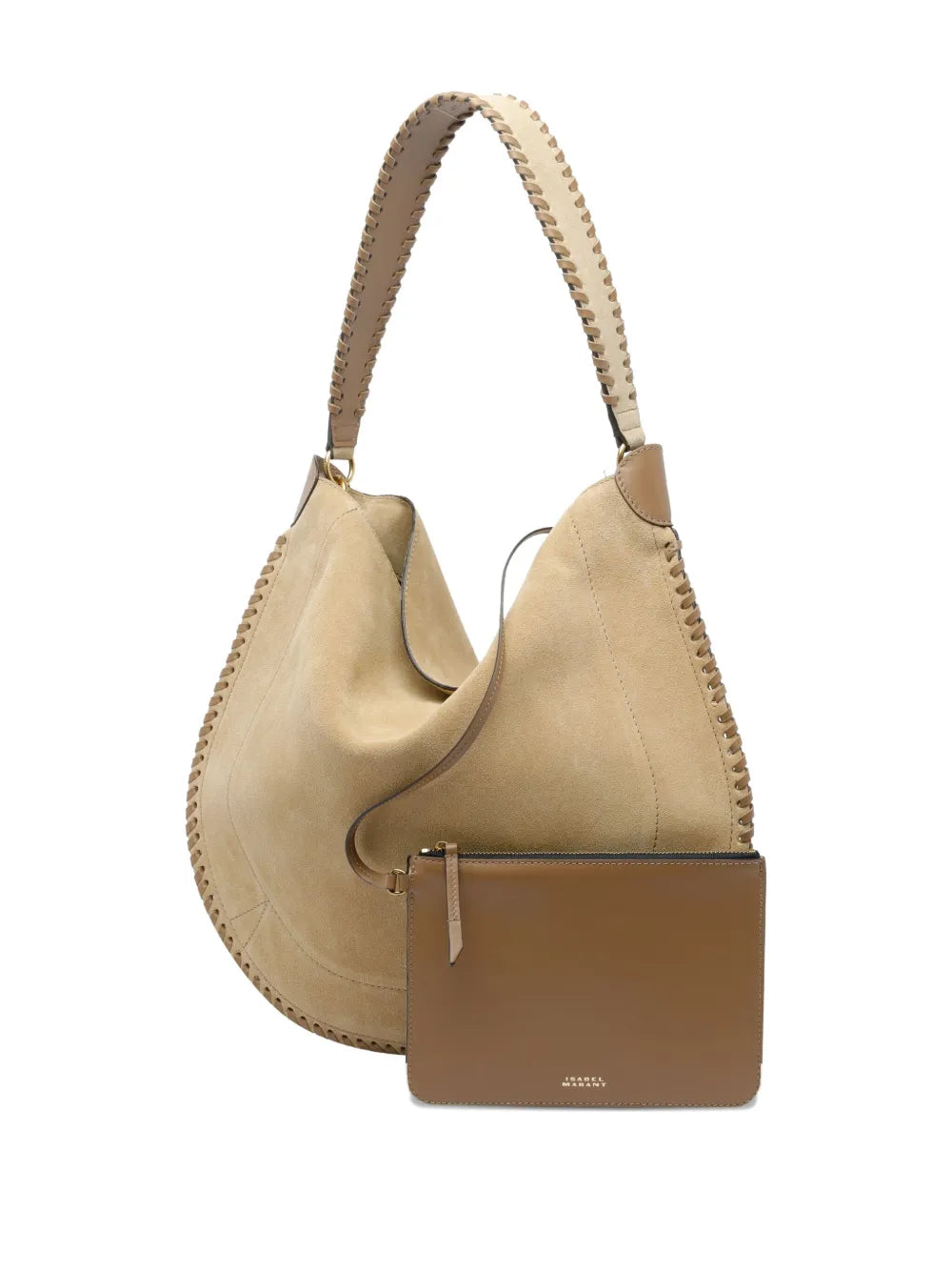 Isabel Marant Oskan Braided Trim Suede Shoulder Bag — Same as shown — Size One Size — Top View