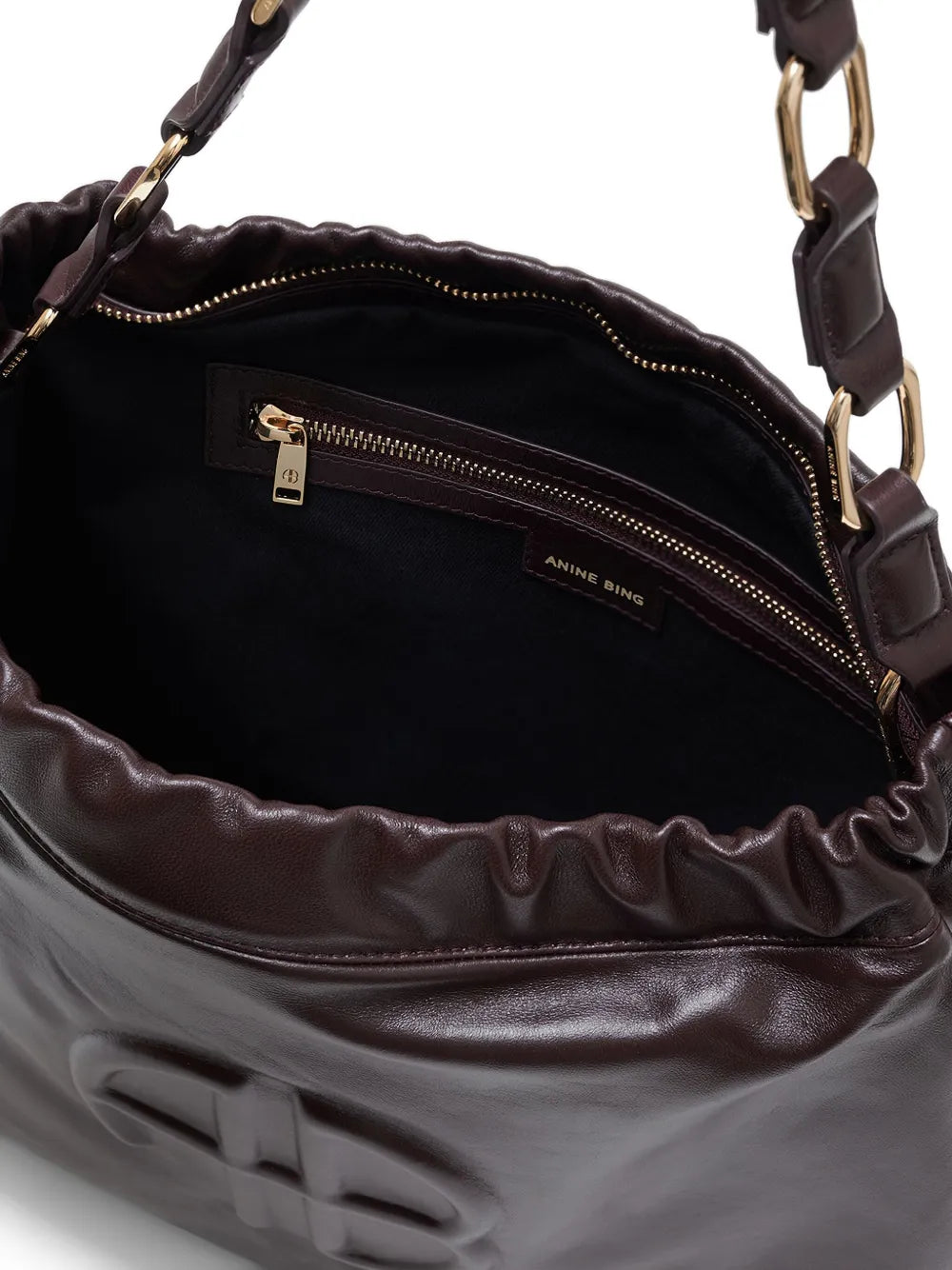 Anine Bing Kate Logo Embossed Shoulder Bag — Same as shown — Size One Size — Top View