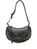 Isabel Marant Oskan Moon Stud Embellished Leather Shoulder Bag — Same as shown — Size One Size — Front View