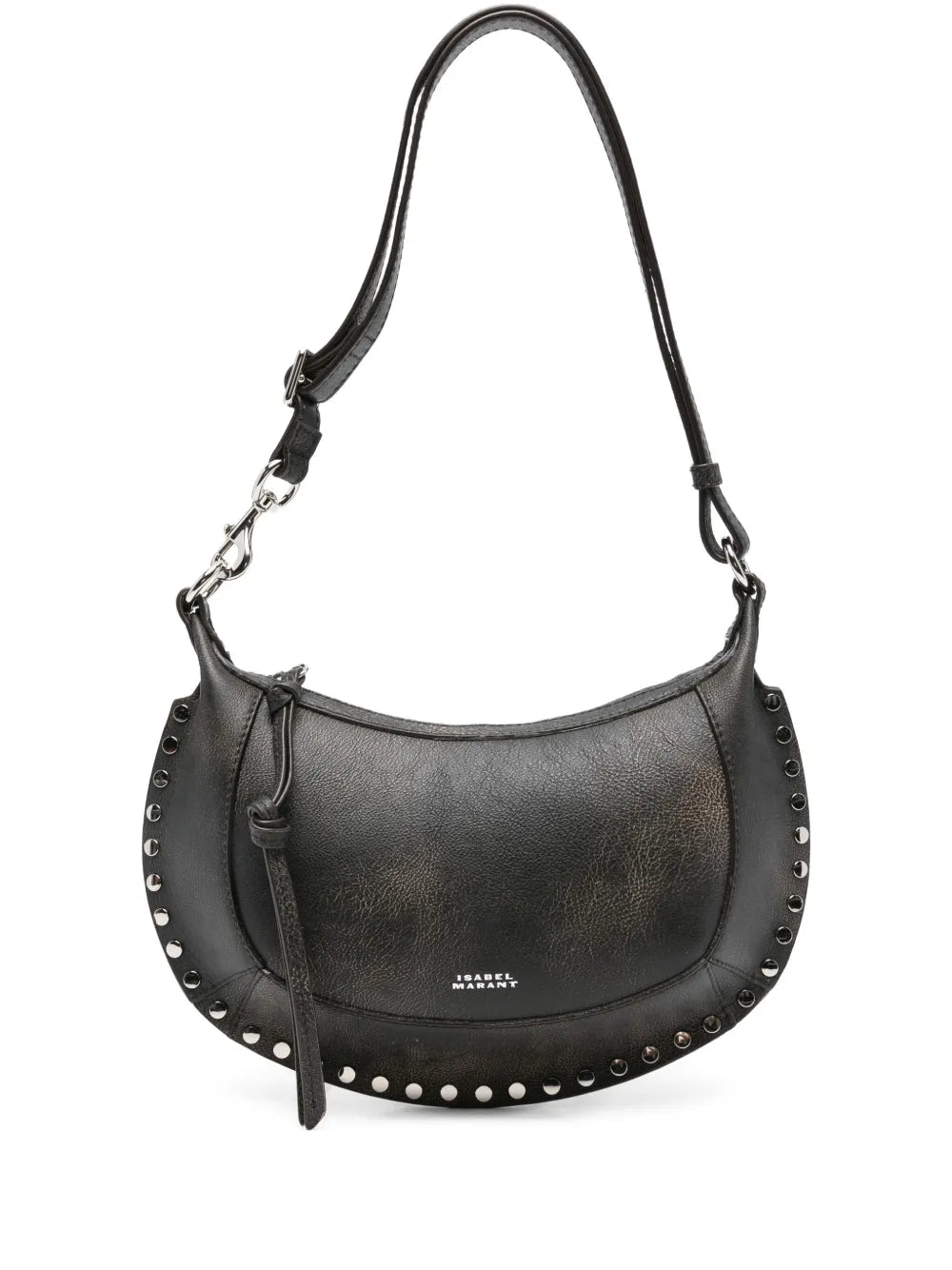 Isabel Marant Oskan Moon Stud Embellished Leather Shoulder Bag — Same as shown — Size One Size — Front View