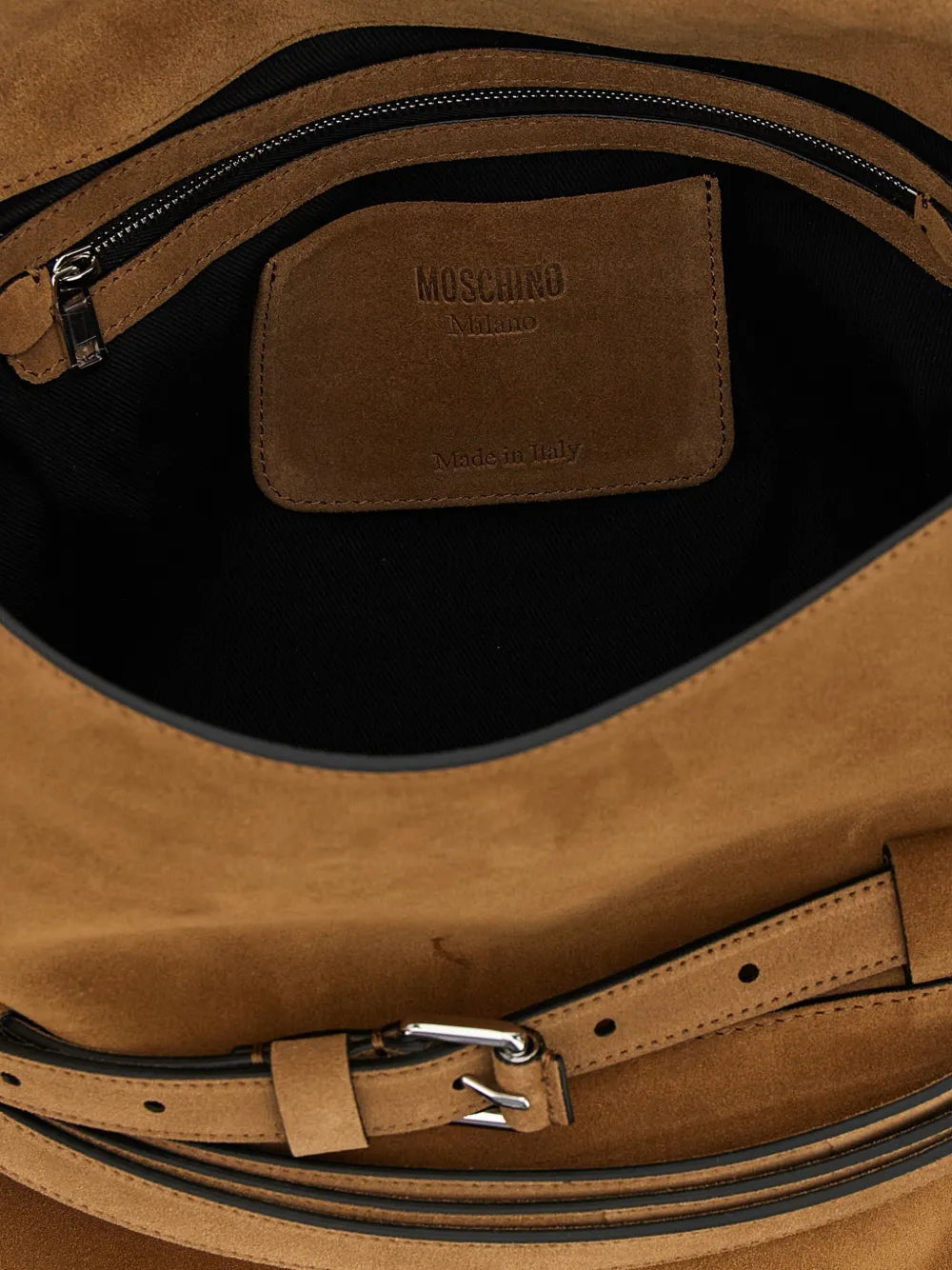 Moschino Medium Tie Me Belt Detail Suede Shoulder Bag — Same as shown — Size One Size — Top View