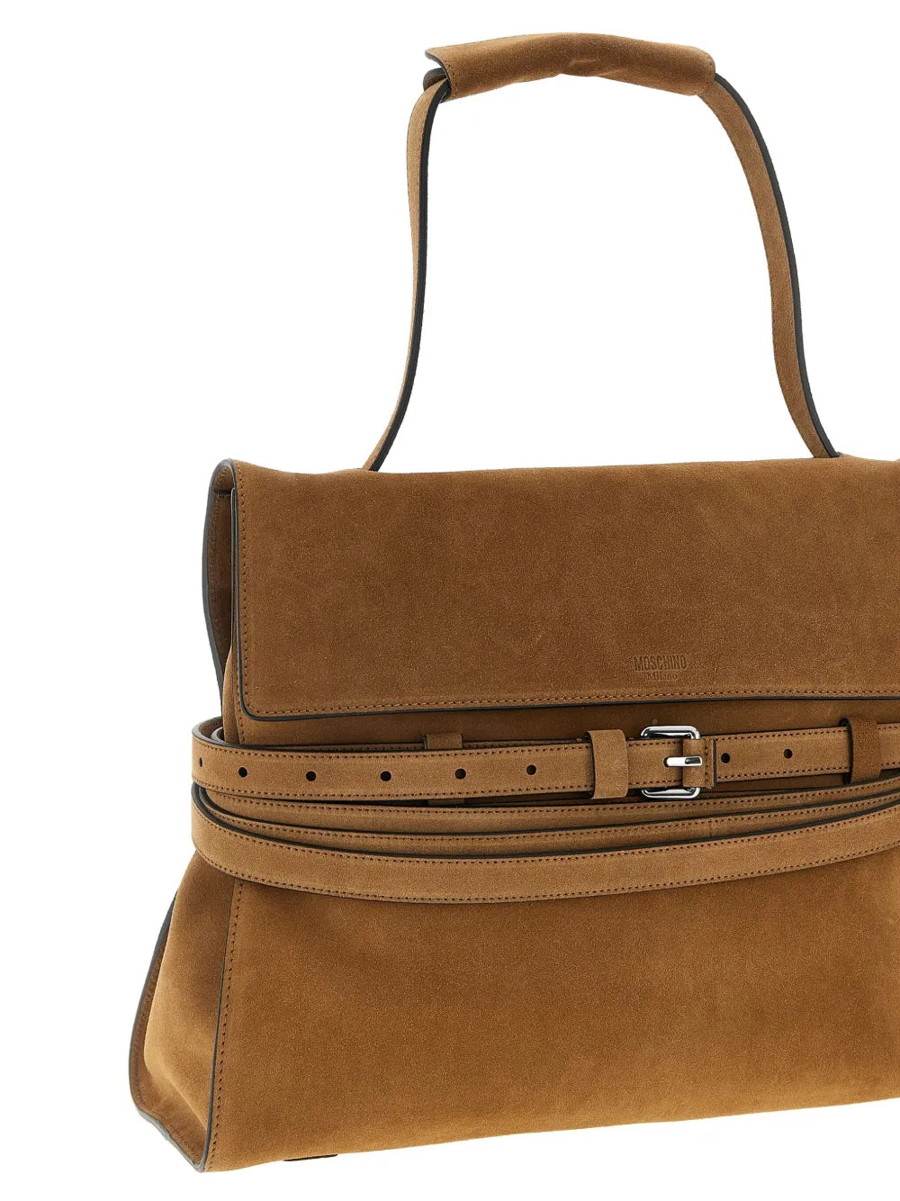 Moschino Medium Tie Me Belt Detail Suede Shoulder Bag — Same as shown — Size One Size — Back View