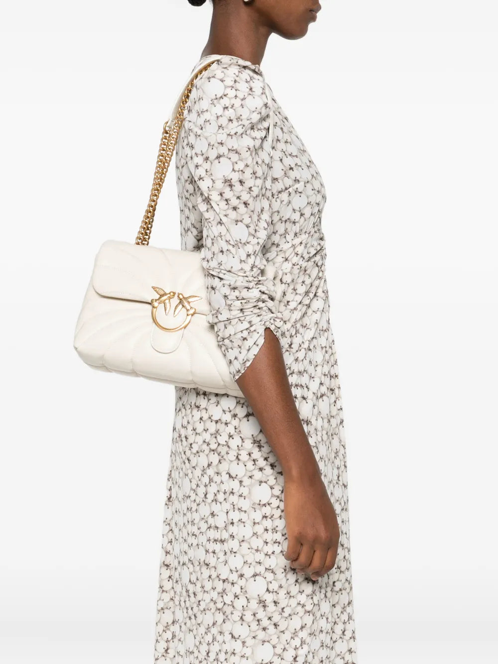 Pinko Quilted Bird Embellished Shoulder Bag — Same as shown — Size One Size — Side View