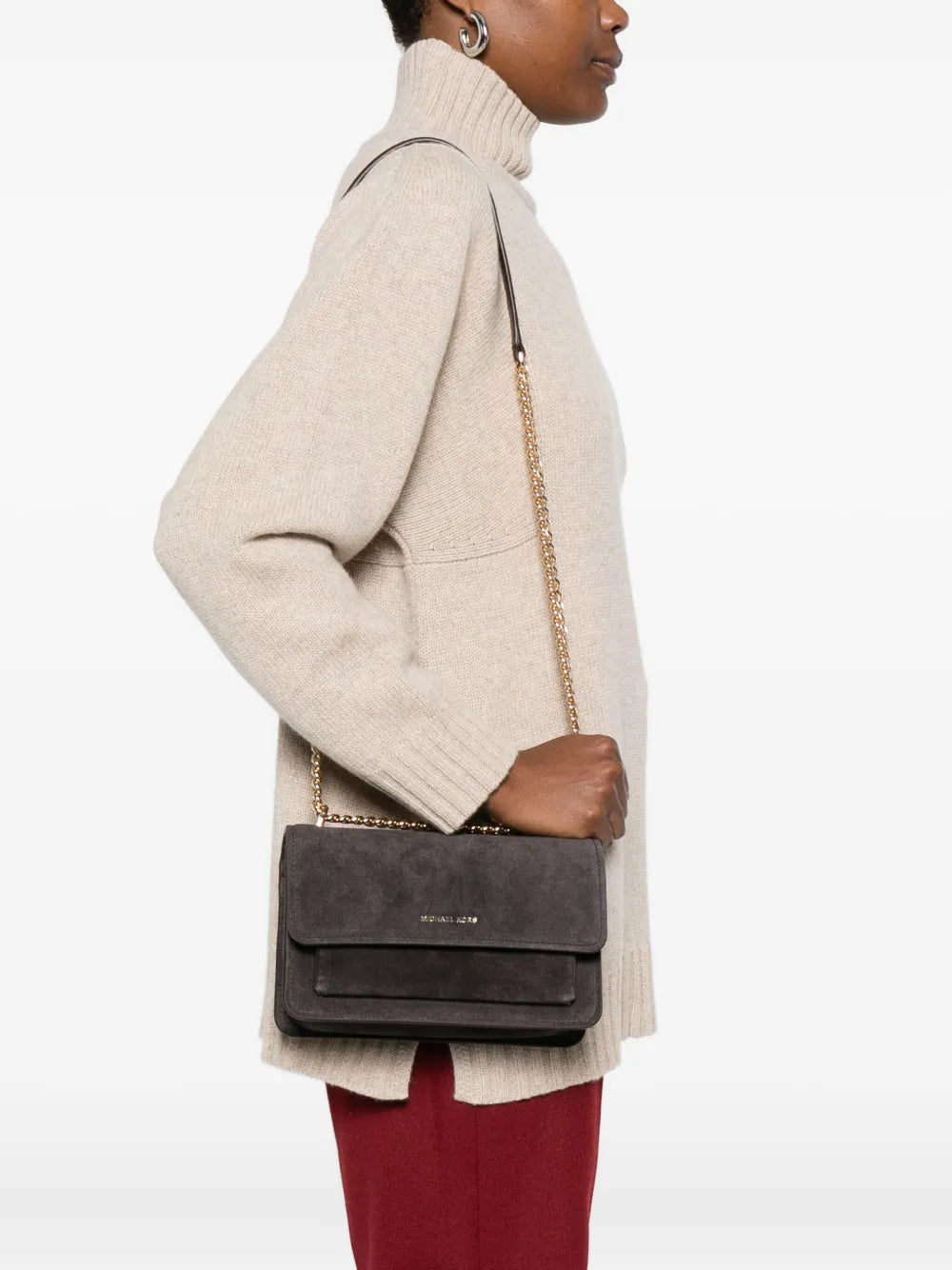 Michael Kors Claire Suede Shoulder Bag — Same as shown — Size One Size — Side View