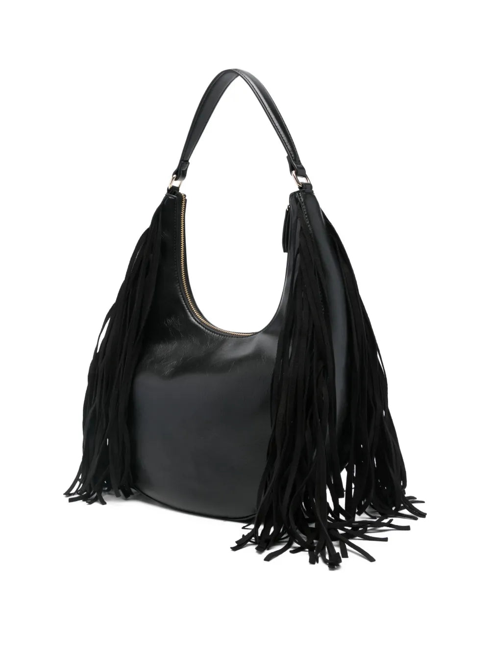 Twinset Fringe Detail Leather Shoulder Bag — Same as shown — Size One Size — Back View