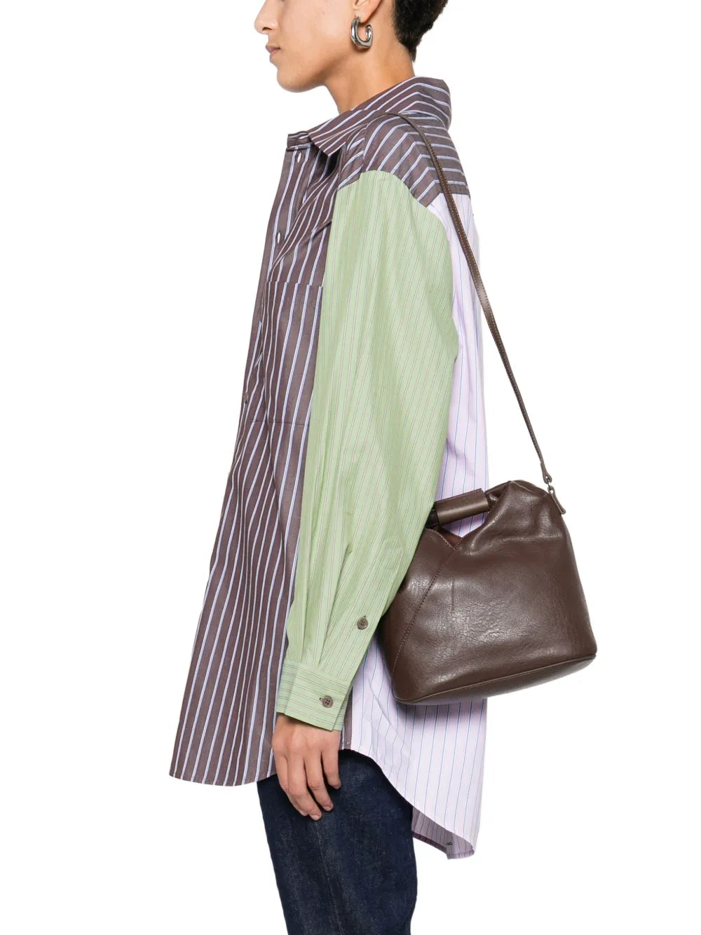 Mm6 Maison Margiela Diagonal Seam Shoulder Bag — Same as shown — Size One Size — Side View