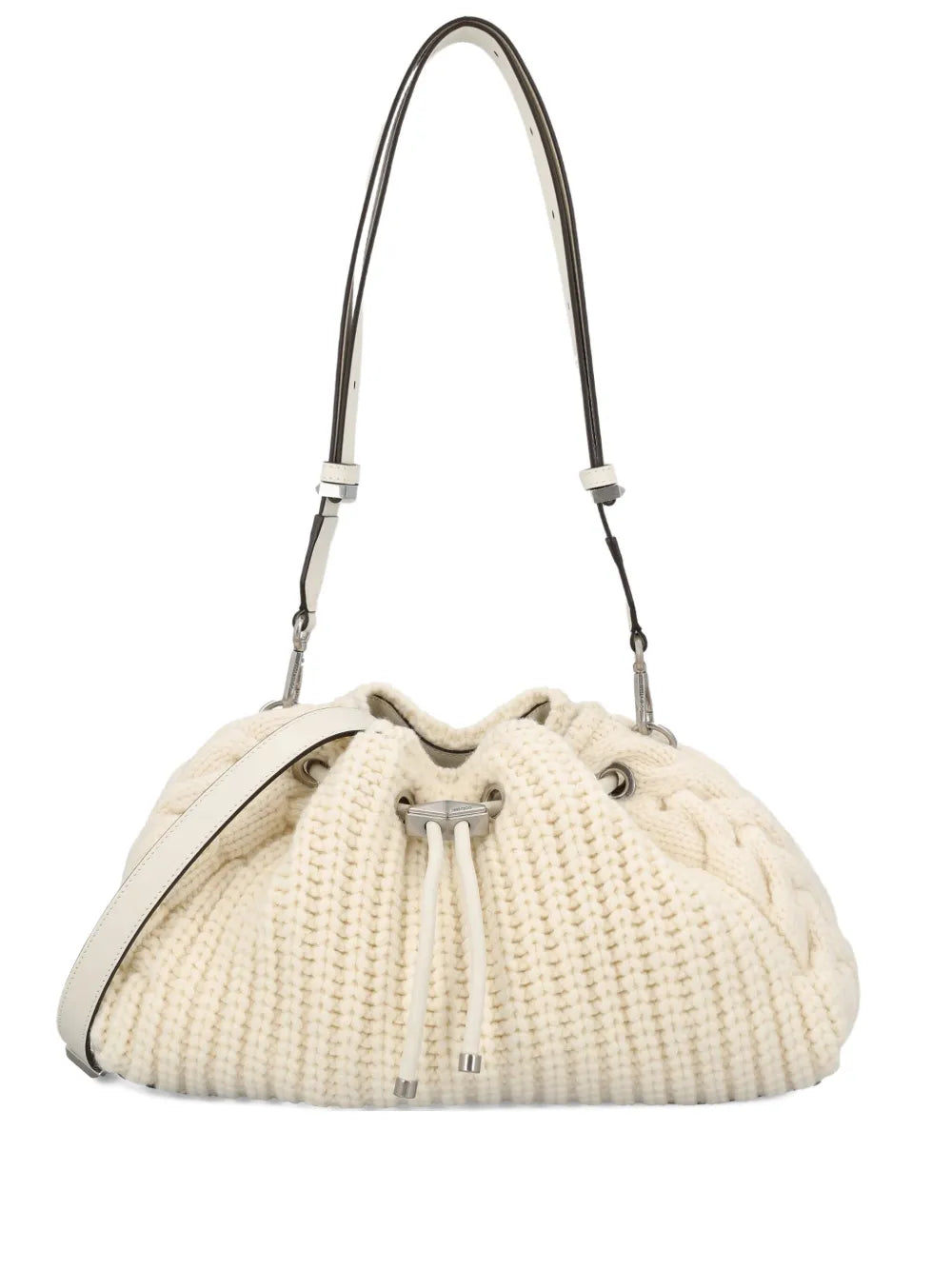 Jimmy Choo Cable Knit Drawstring Shoulder Bag — Same as shown — Size One Size — Front View