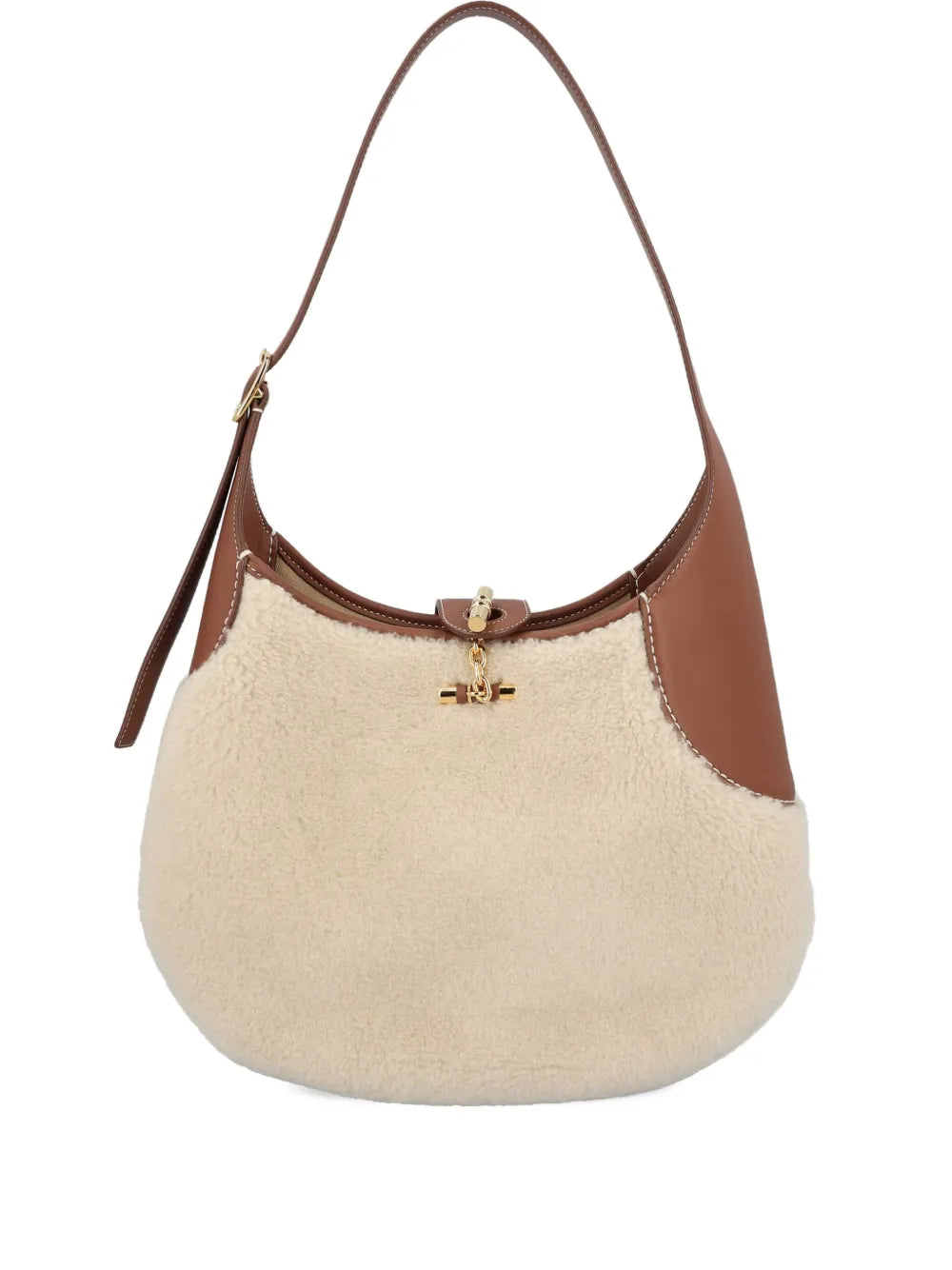 Loro Piana Medium Bobbin Shearling Leather Trim Shoulder Bag — Same as shown — Size One Size — Front View