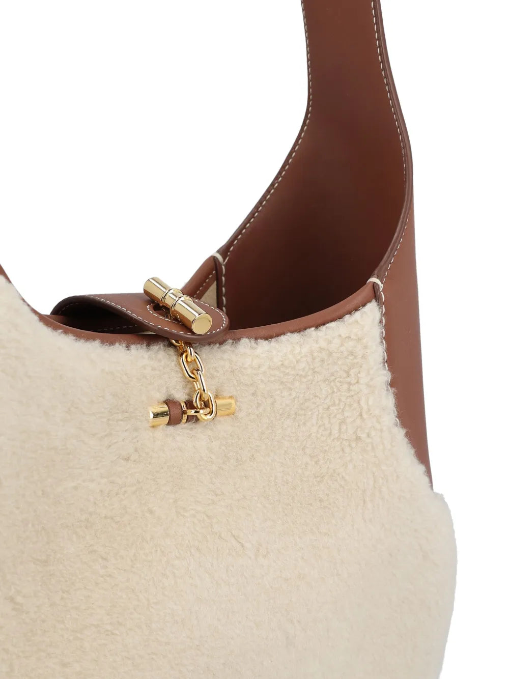 Loro Piana Medium Bobbin Shearling Leather Trim Shoulder Bag — Same as shown — Size One Size — Top View