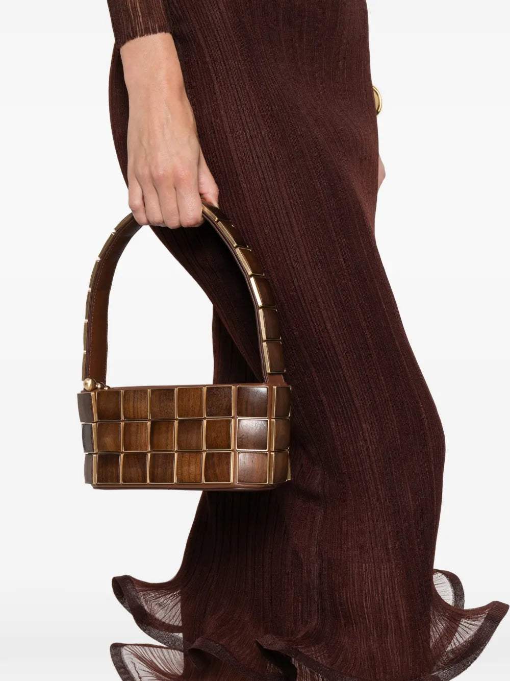 Cult Gaia Romy Panelled Wood Shoulder Bag — Same as shown — Size One Size — Side View