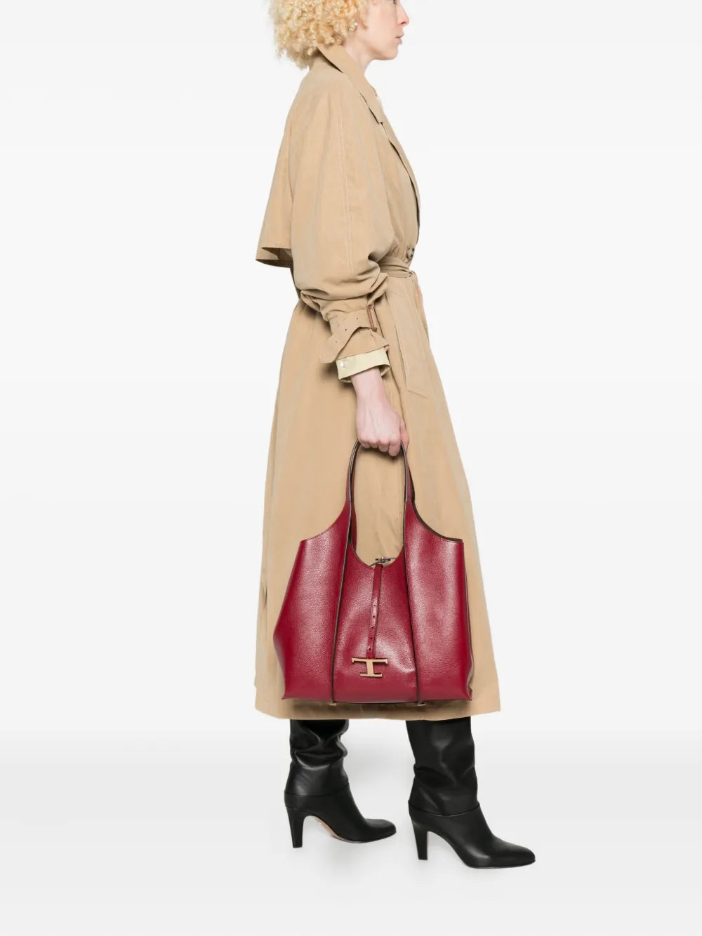 Tods T Logo Leather Shoulder Bag — Same as shown — Size One Size — Side View