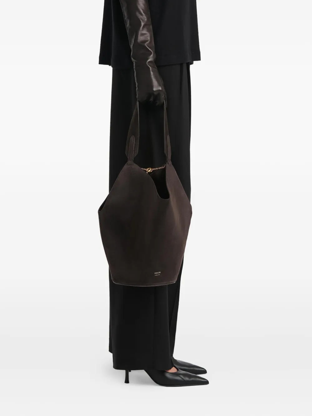 Khaite Suede Shoulder Bag — Same as shown — Size One Size — Side View