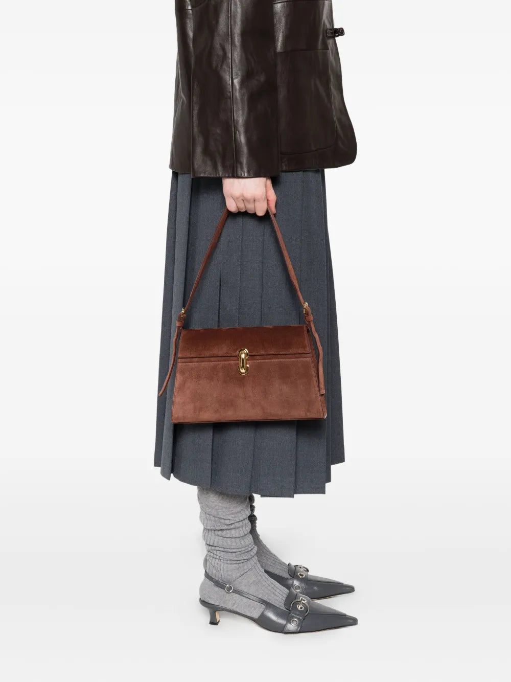 Savette Suede Clasp Shoulder Bag — Same as shown — Size One Size — Side View