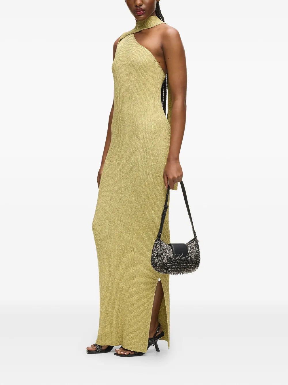 Karl Lagerfeld Signature Beaded Shoulder Bag — Same as shown — Size One Size — Side View