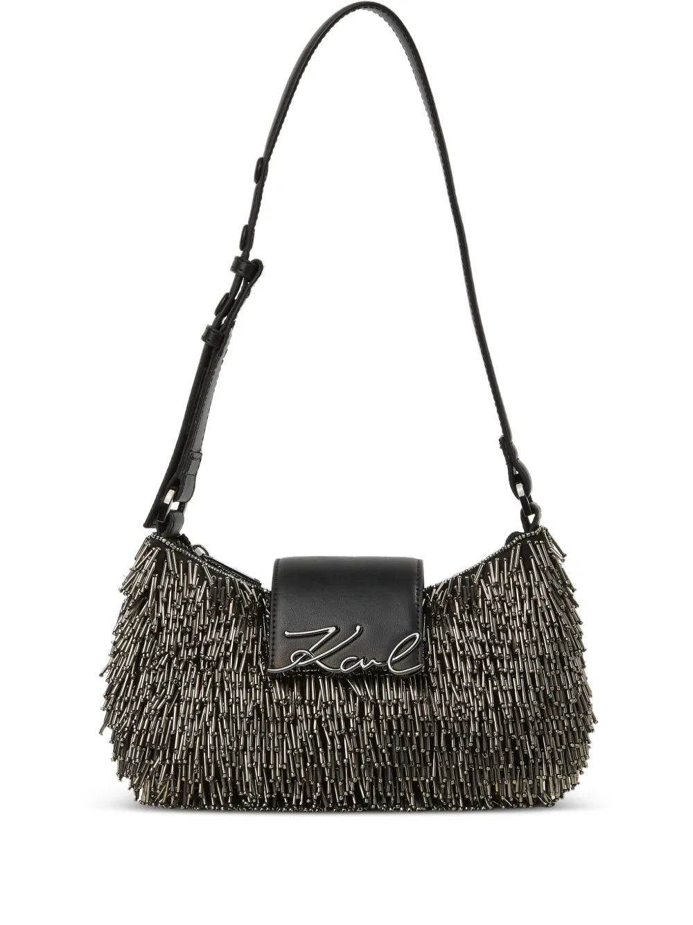 Karl Lagerfeld Signature Beaded Shoulder Bag — Same as shown — Size One Size — Front View